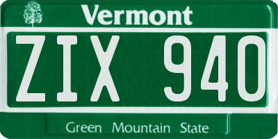 VT license plate ZIX940