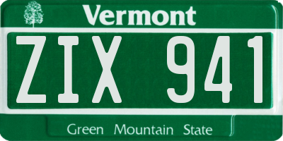 VT license plate ZIX941