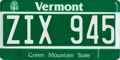 VT license plate ZIX945