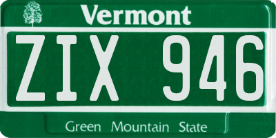 VT license plate ZIX946