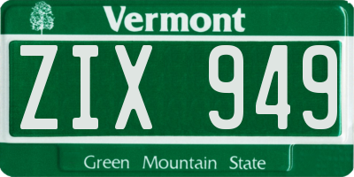 VT license plate ZIX949