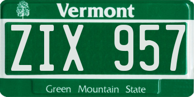 VT license plate ZIX957