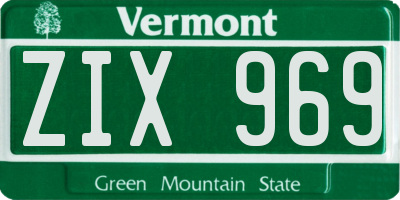 VT license plate ZIX969