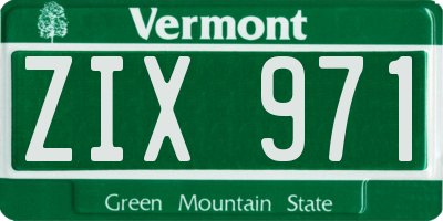 VT license plate ZIX971