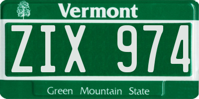 VT license plate ZIX974