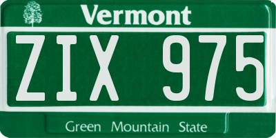 VT license plate ZIX975
