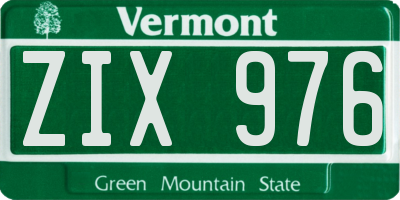 VT license plate ZIX976