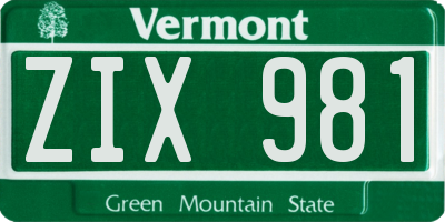 VT license plate ZIX981