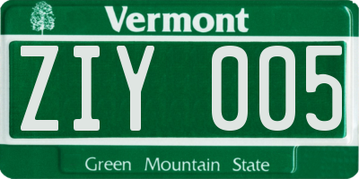 VT license plate ZIY005