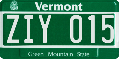 VT license plate ZIY015