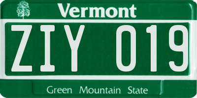 VT license plate ZIY019