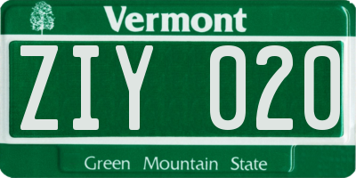 VT license plate ZIY020