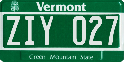 VT license plate ZIY027
