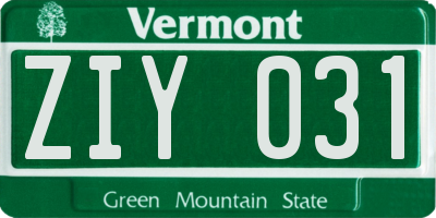 VT license plate ZIY031