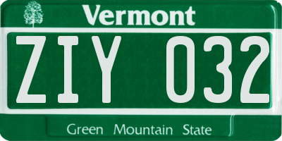 VT license plate ZIY032