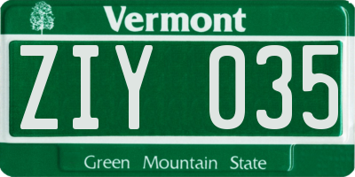 VT license plate ZIY035