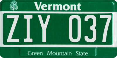 VT license plate ZIY037