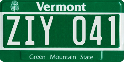 VT license plate ZIY041