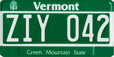 VT license plate ZIY042
