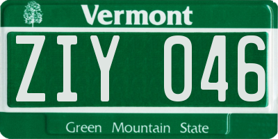 VT license plate ZIY046