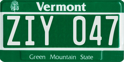 VT license plate ZIY047