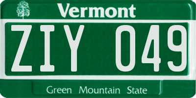 VT license plate ZIY049