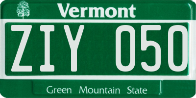 VT license plate ZIY050