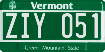 VT license plate ZIY051