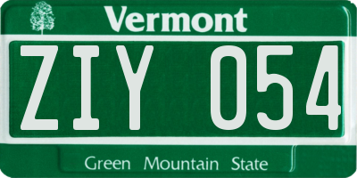 VT license plate ZIY054