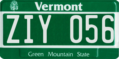 VT license plate ZIY056