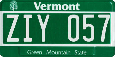 VT license plate ZIY057