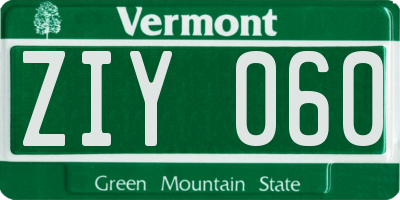 VT license plate ZIY060