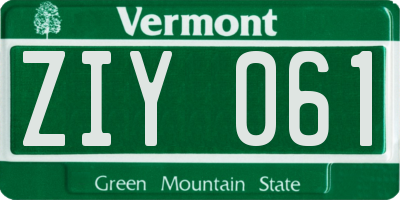 VT license plate ZIY061