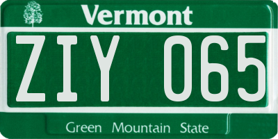 VT license plate ZIY065
