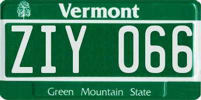 VT license plate ZIY066