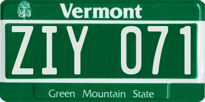 VT license plate ZIY071