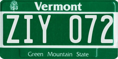 VT license plate ZIY072