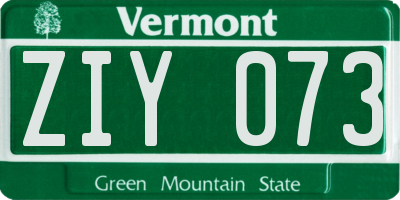 VT license plate ZIY073