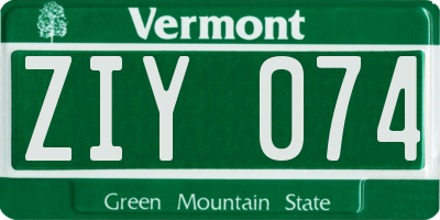 VT license plate ZIY074