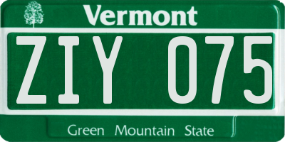 VT license plate ZIY075