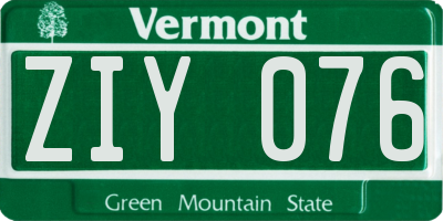VT license plate ZIY076