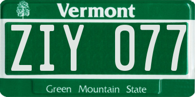 VT license plate ZIY077