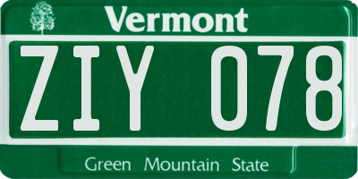 VT license plate ZIY078