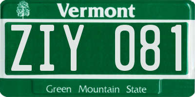 VT license plate ZIY081
