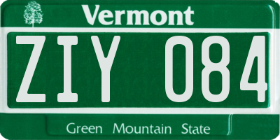 VT license plate ZIY084