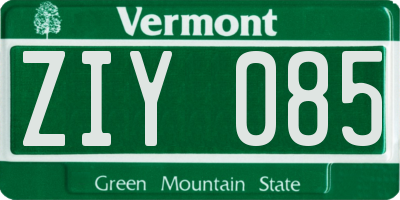 VT license plate ZIY085