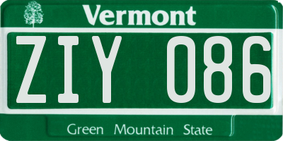 VT license plate ZIY086