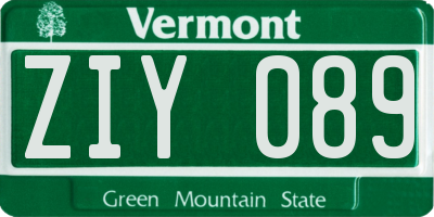 VT license plate ZIY089