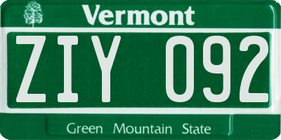 VT license plate ZIY092