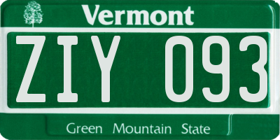 VT license plate ZIY093